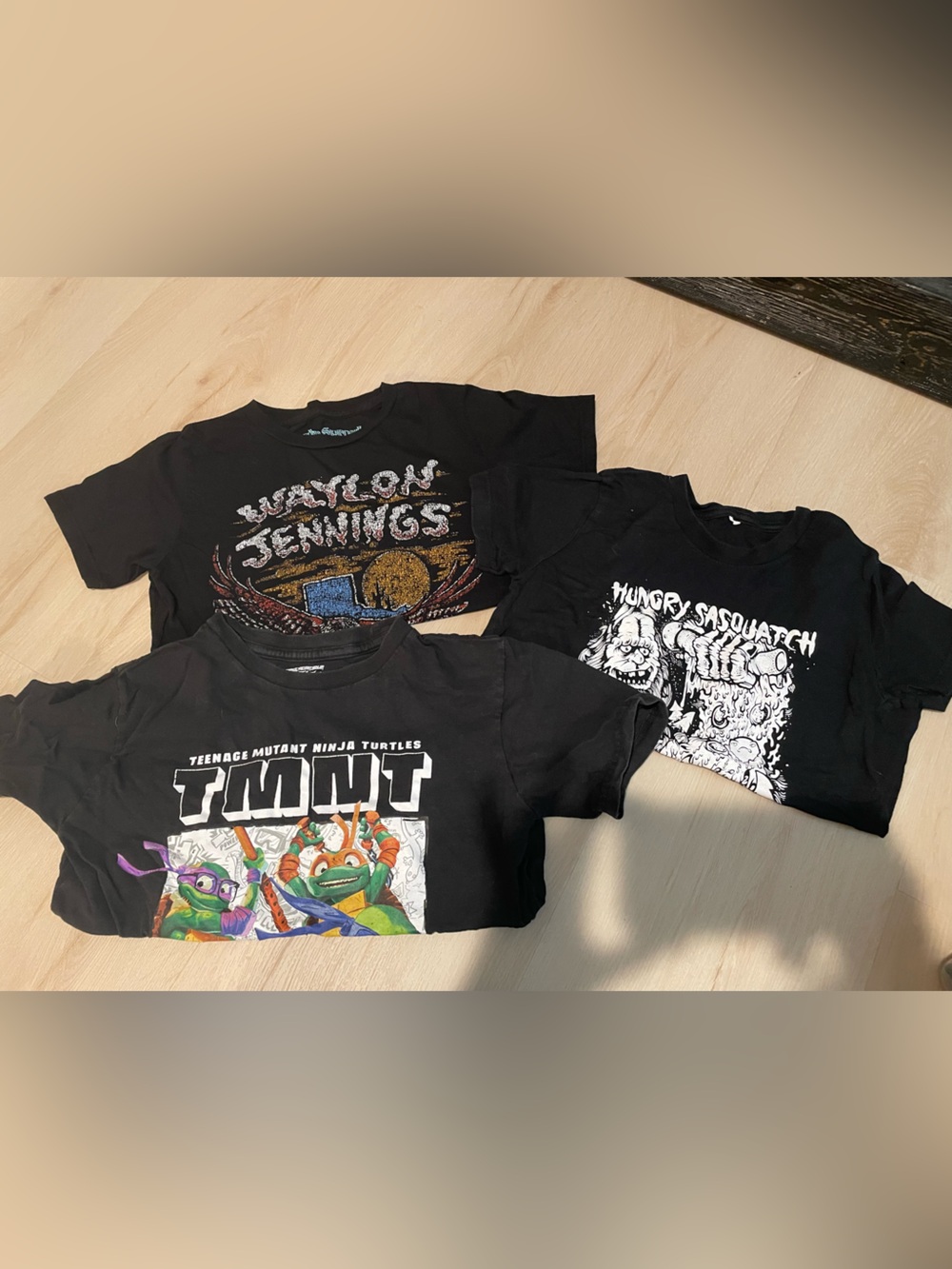 Kids Black Graphic TMNT & Band Tee Bundle - Mixed Brands size S